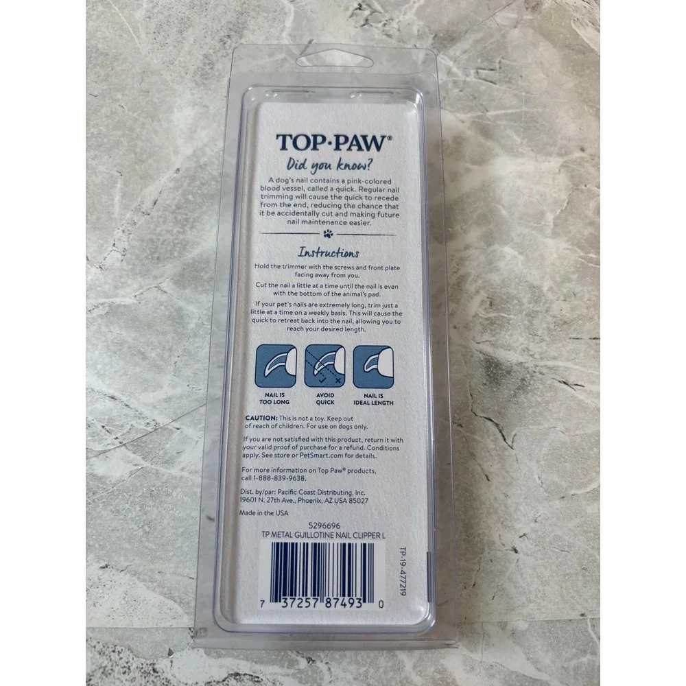 Top Paw Large Metal Guillotine Dog Nail Clipper Medium Large Dogs Black